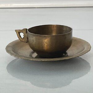 Miniature Brass Cup and Saucer Set